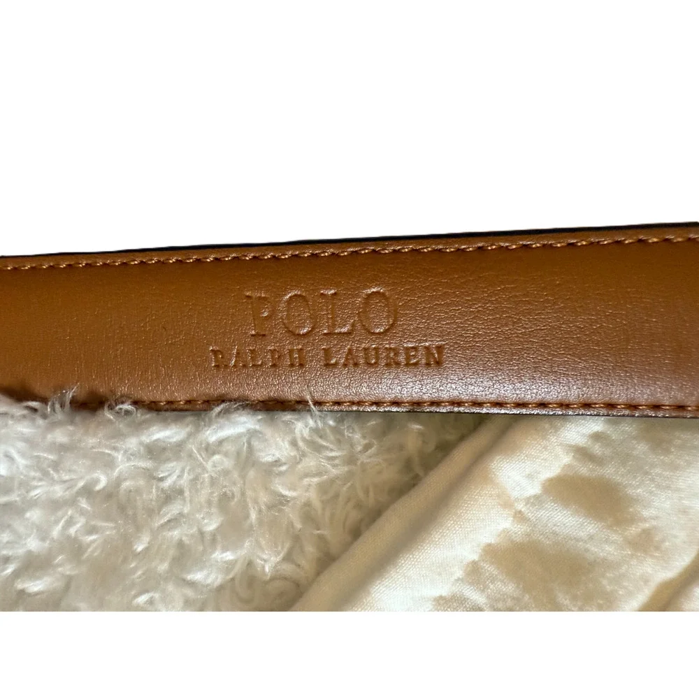 Polo Ralph Lauren Youth Black Leather Belt Silver Buckle Size 24/60 Style 11689